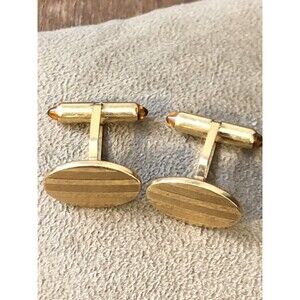 Stunning Vintage Mid Century Krementz Polished Oval 14k gold overlay  cufflinks